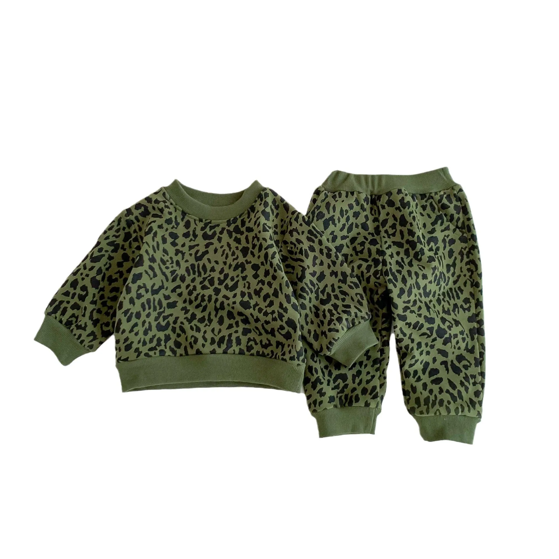 2 Pieces Set Baby Kid Girls Leopard Print Tops And Pants Wholesale 23101910