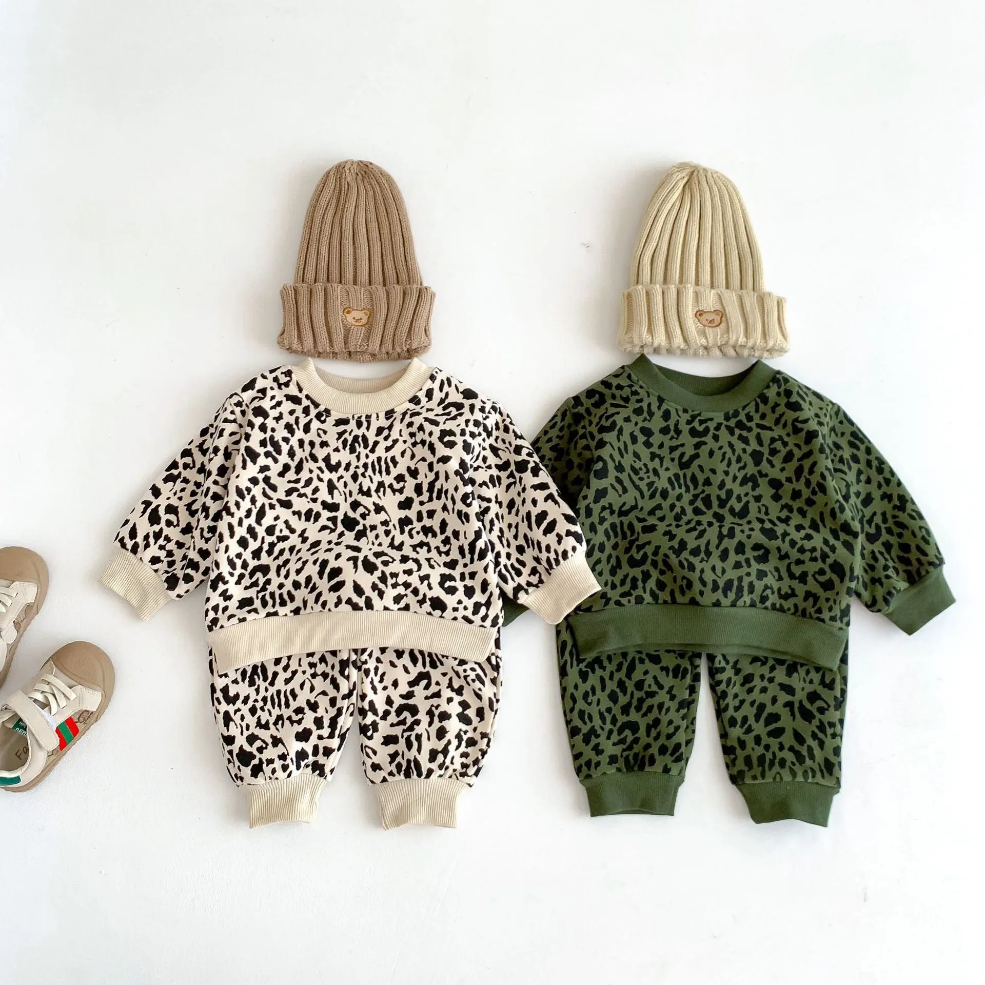 2 Pieces Set Baby Kid Girls Leopard Print Tops And Pants Wholesale 23101910