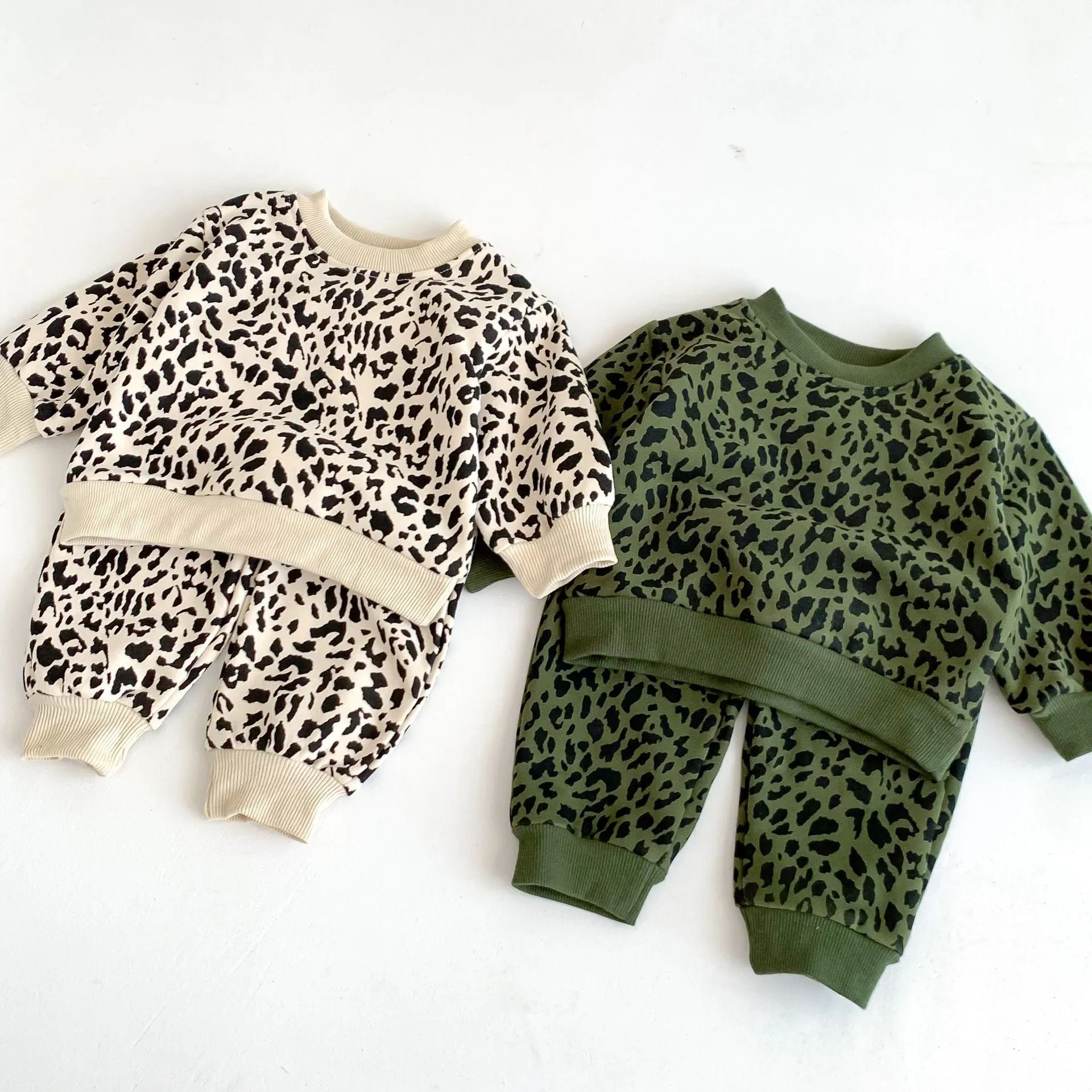 2 Pieces Set Baby Kid Girls Leopard Print Tops And Pants Wholesale 23101910