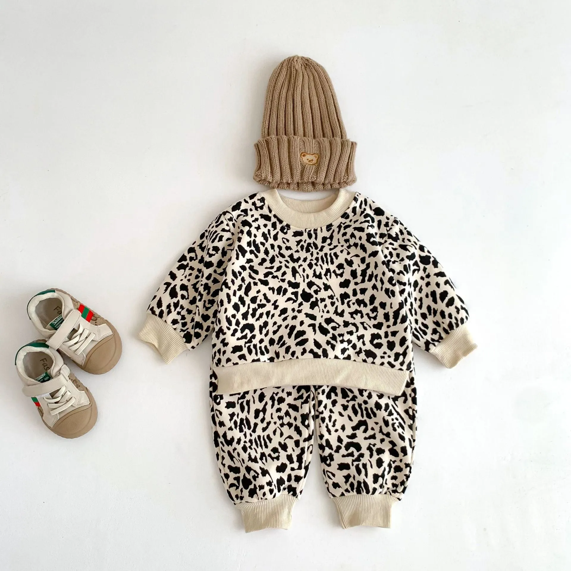 2 Pieces Set Baby Kid Girls Leopard Print Tops And Pants Wholesale 23101910