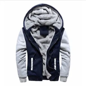 2022 New Men Hoodies Winter Thick Warm Fleece Zipper Men Hoodies Coat Sportwear Male