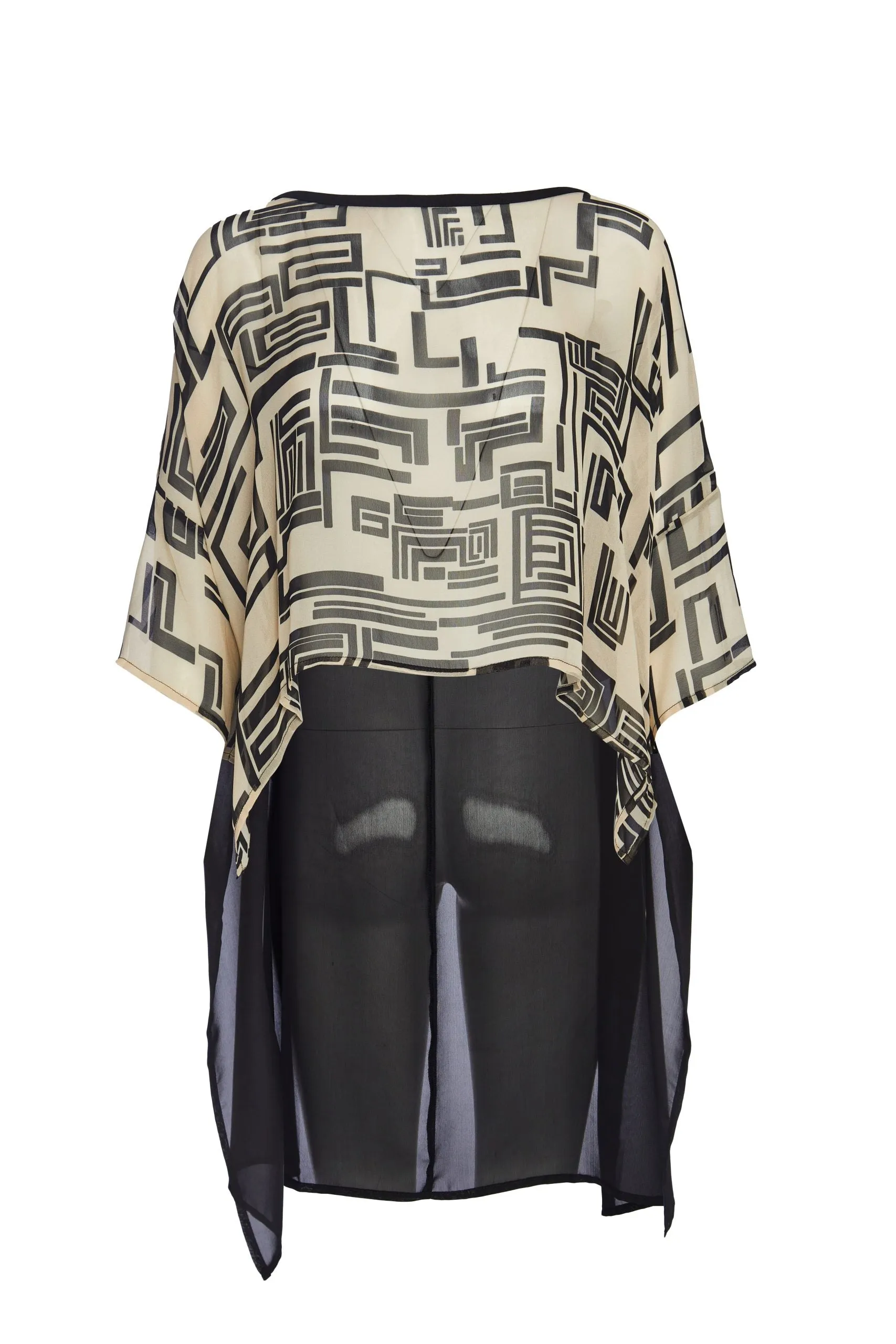 211- Print Top with Chiffon Back- Naya