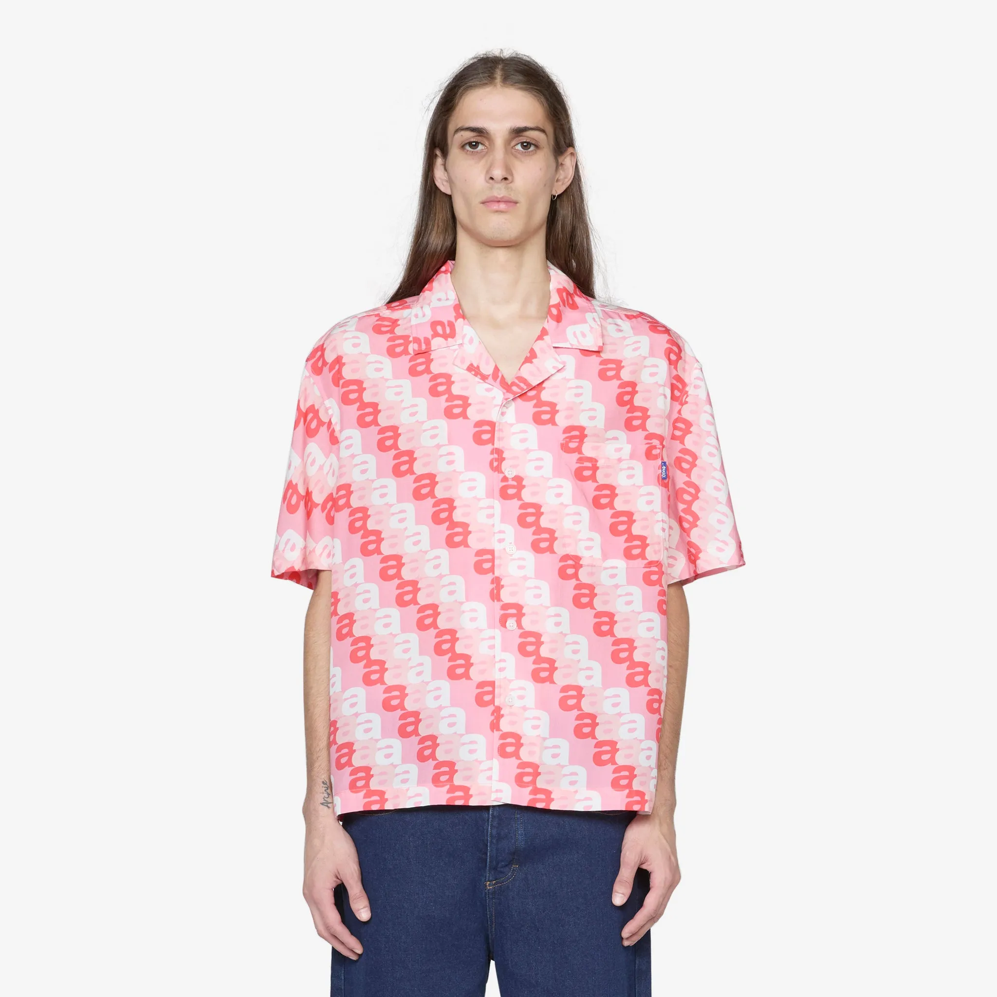 A Print Camp Shirt Pink