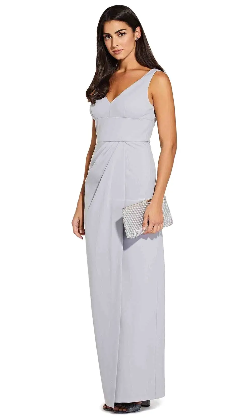 Adrianna Papell - AP1E206762 Sleeveless V-Neck Column Long Crepe Dress