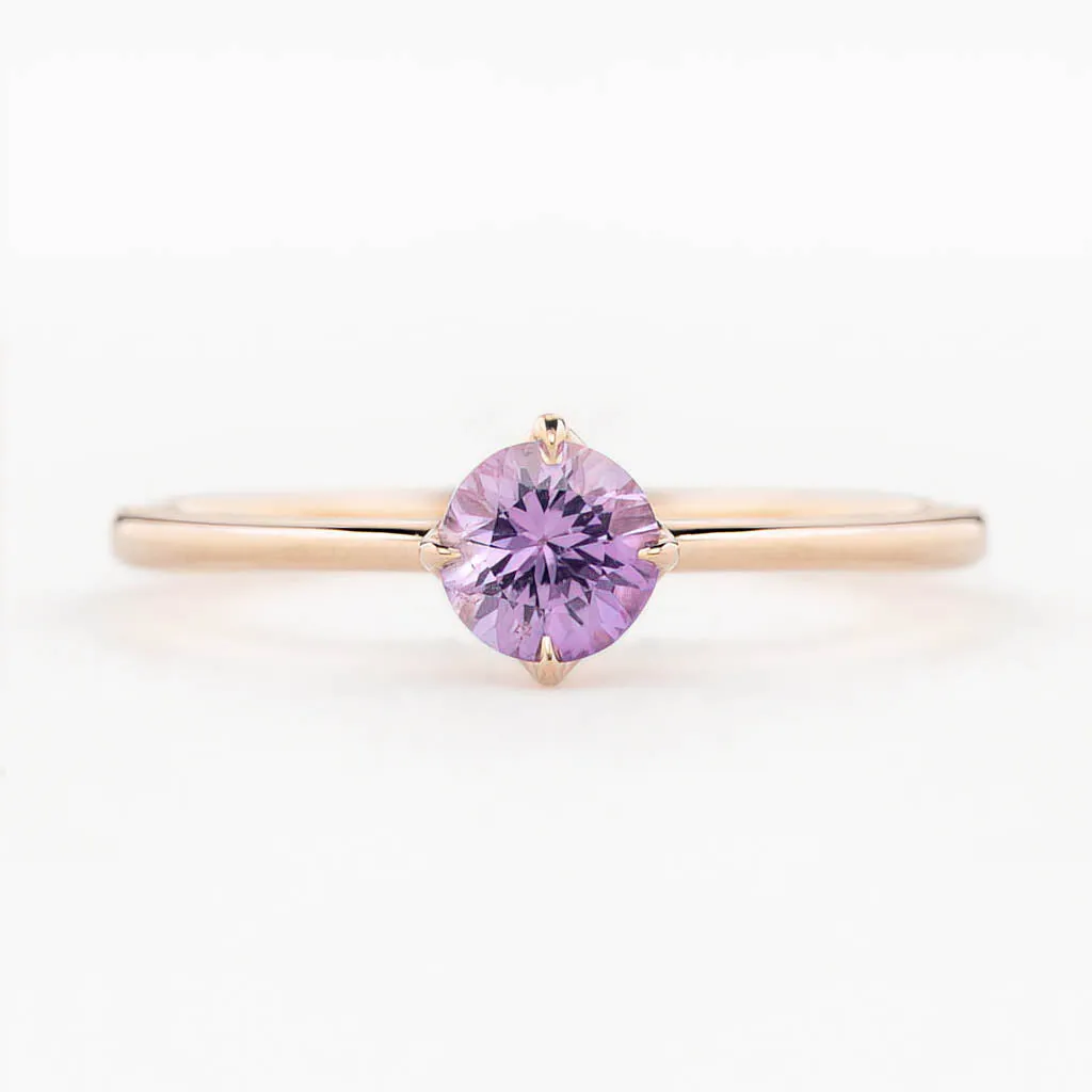 Alice Ring 0.67ct Pink Purple Tanzania Sapphire, 14K Rose Gold (One of a kind)