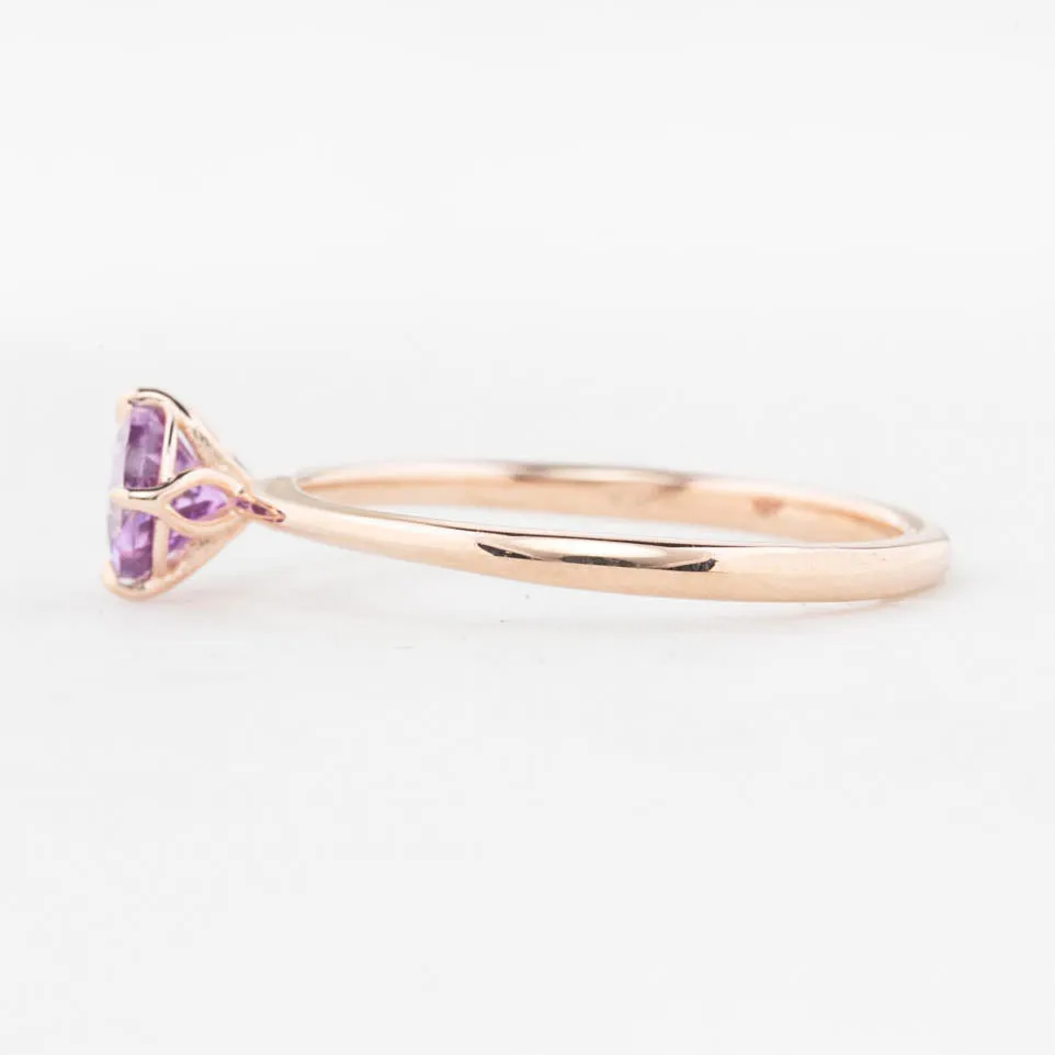 Alice Ring 0.67ct Pink Purple Tanzania Sapphire, 14K Rose Gold (One of a kind)