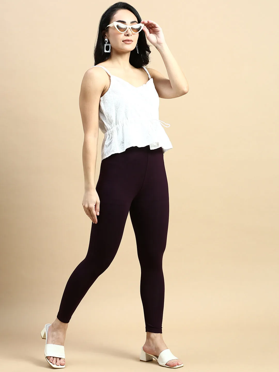 Ankle Length Leggings Viscose-Deep Purple