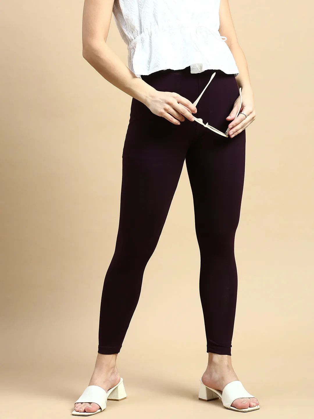 Ankle Length Leggings Viscose-Deep Purple