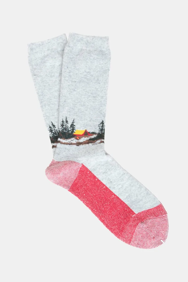 Anonymous Ism Wool Camp Crew Socks (Light Grey Melange)