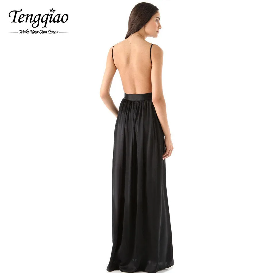 Backless Sexy Deep V Neck Party Dresses Floor Length Elegant Dress Formal Pleated Sleeveless Long Dress SM6