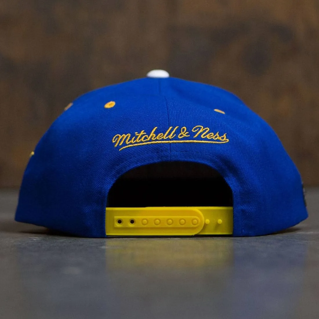 BAIT x NBA x Mitchell And Ness Golden State Warriors STA3 Wool Snapback Cap (blue / royal)