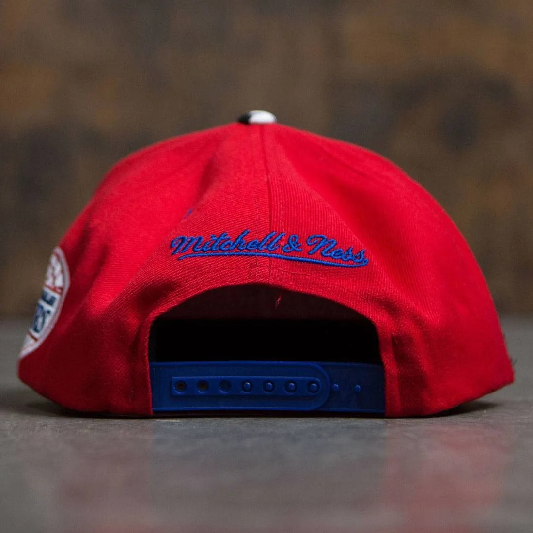 BAIT x NBA x Mitchell And Ness Los Angeles Clippers STA3 Wool Snapback Cap (red / royal)