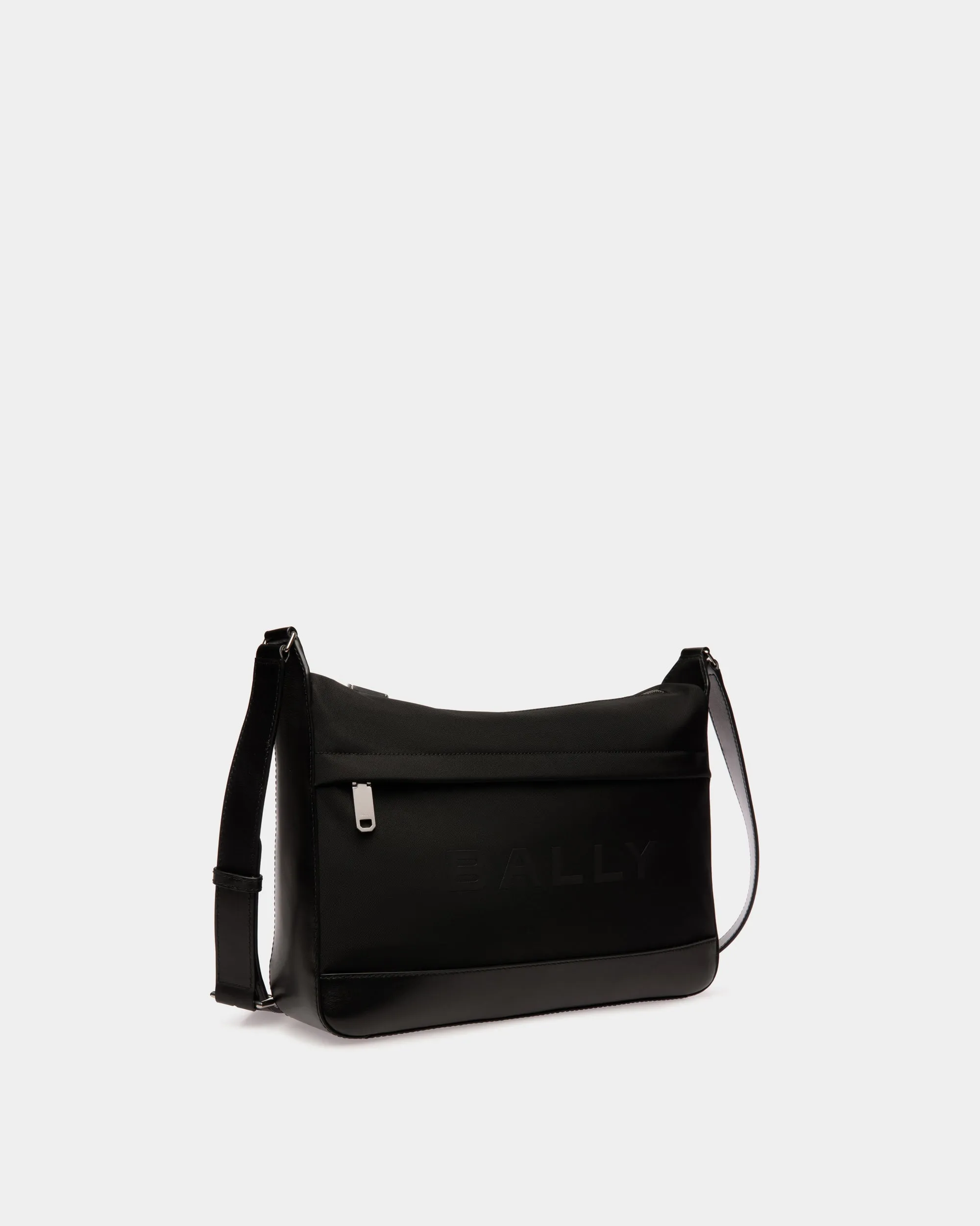 Bar Crossbody Bag in Black Nylon And Leather