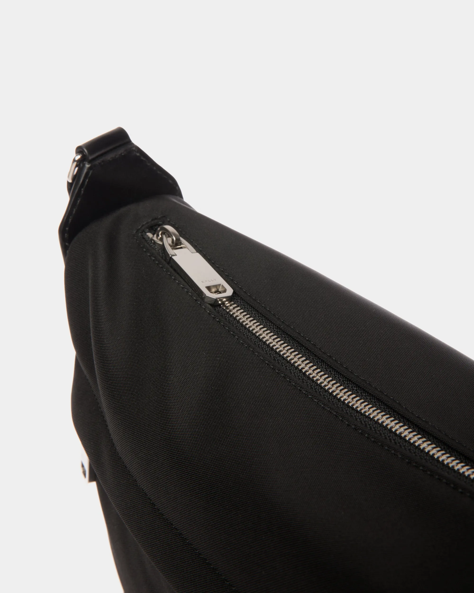 Bar Crossbody Bag in Black Nylon And Leather