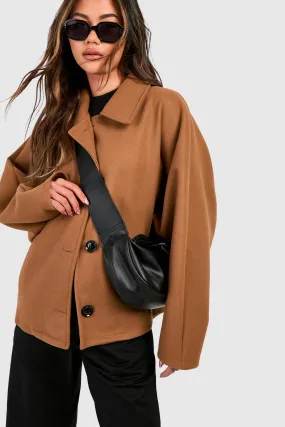 Batwing Collared Wool Look Coat