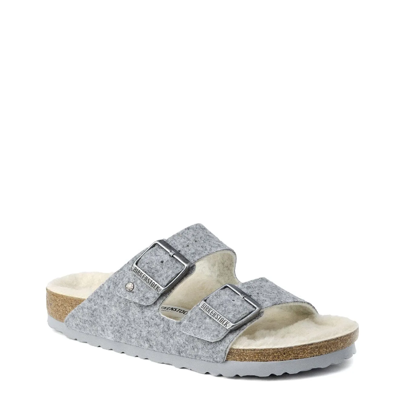 Birkenstock Womens Arizona Wool Felt Narrow Sandals Light Grey