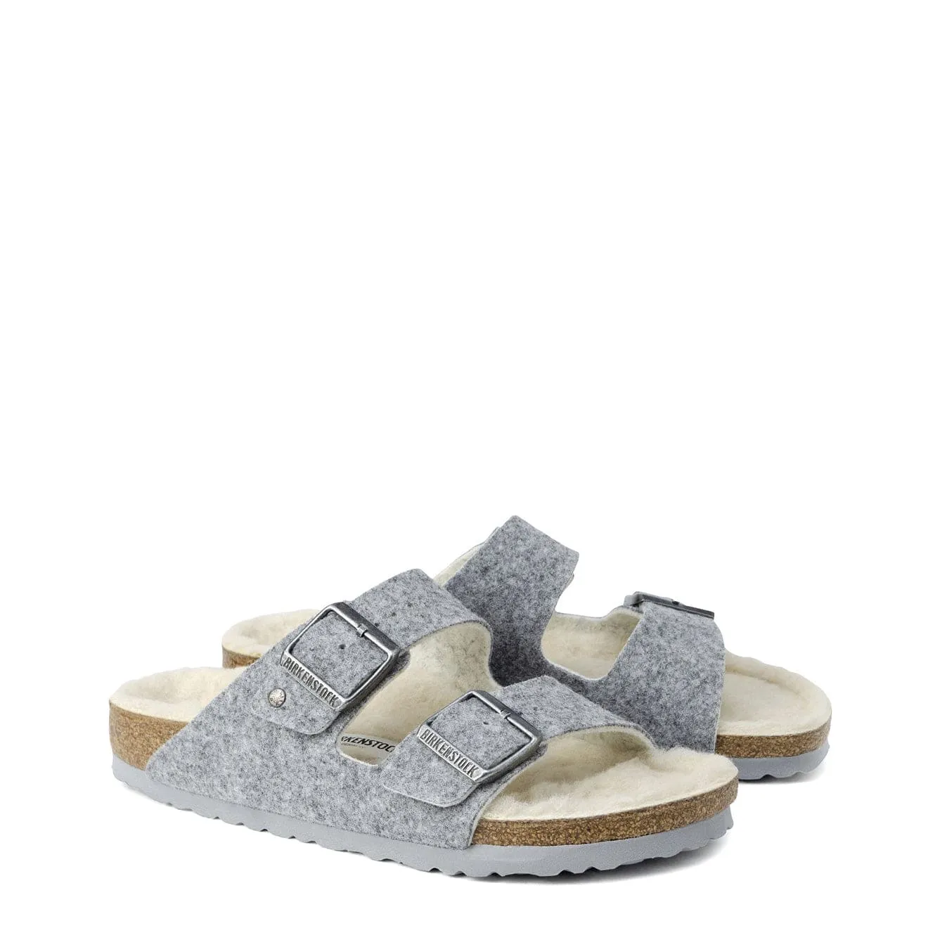 Birkenstock Womens Arizona Wool Felt Narrow Sandals Light Grey