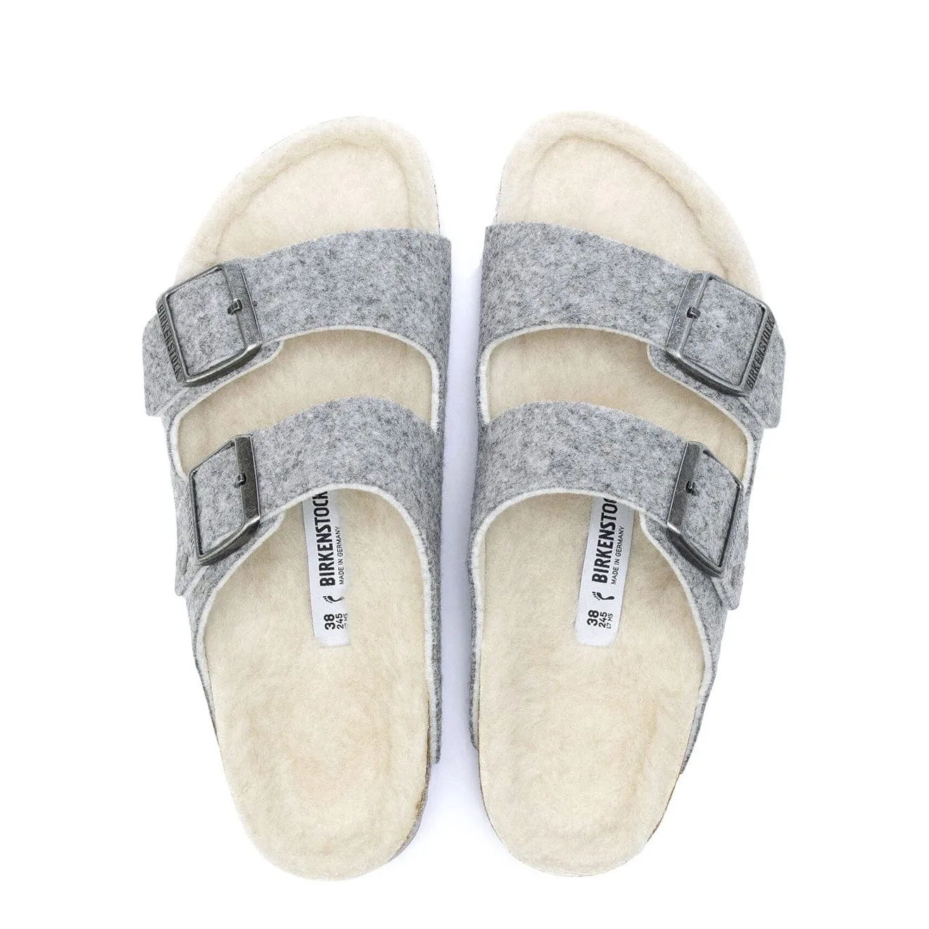 Birkenstock Womens Arizona Wool Felt Narrow Sandals Light Grey