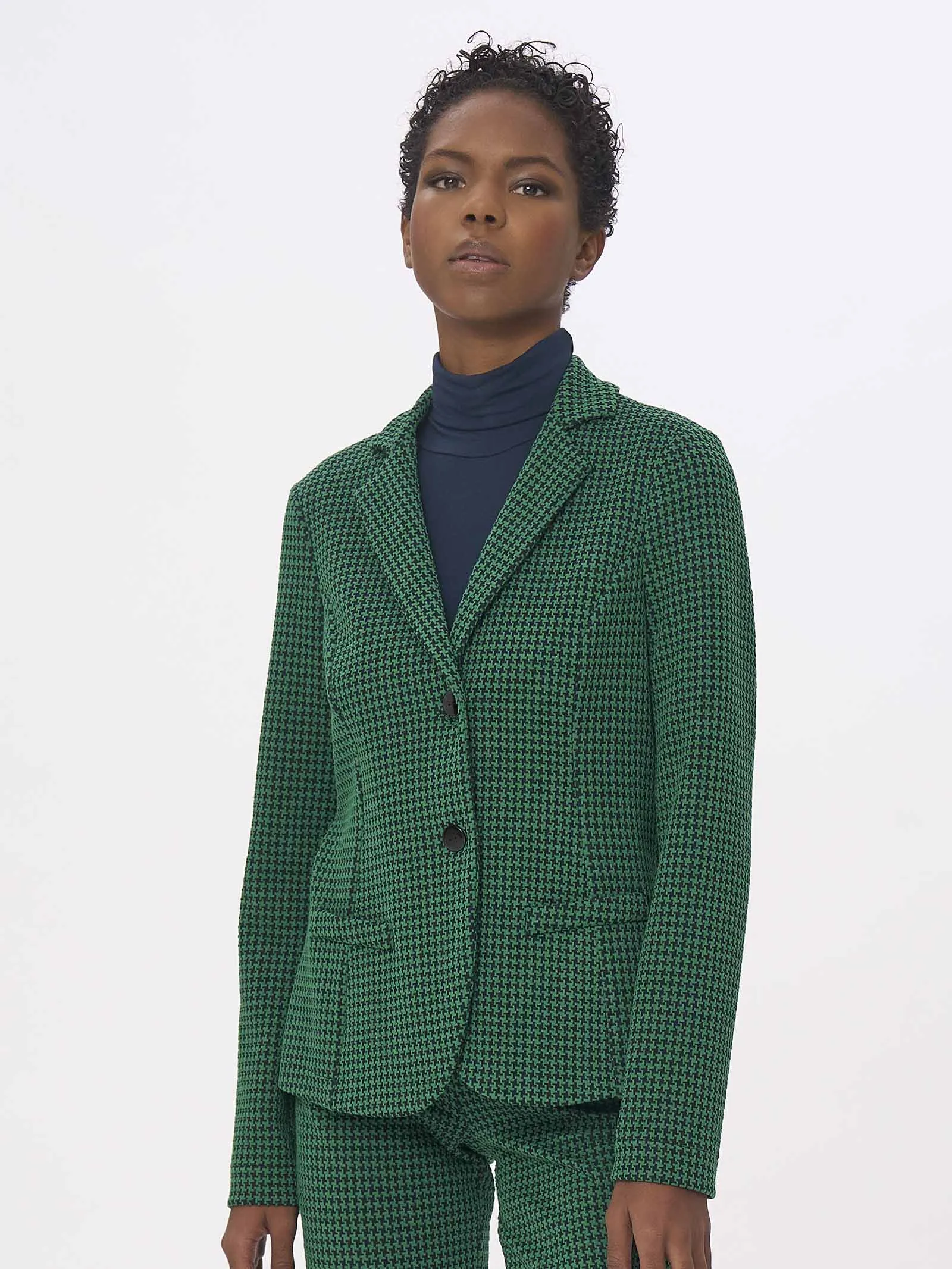 Blazer a 2 bottoni in Eco Jacquard - Fant. Kombu Green