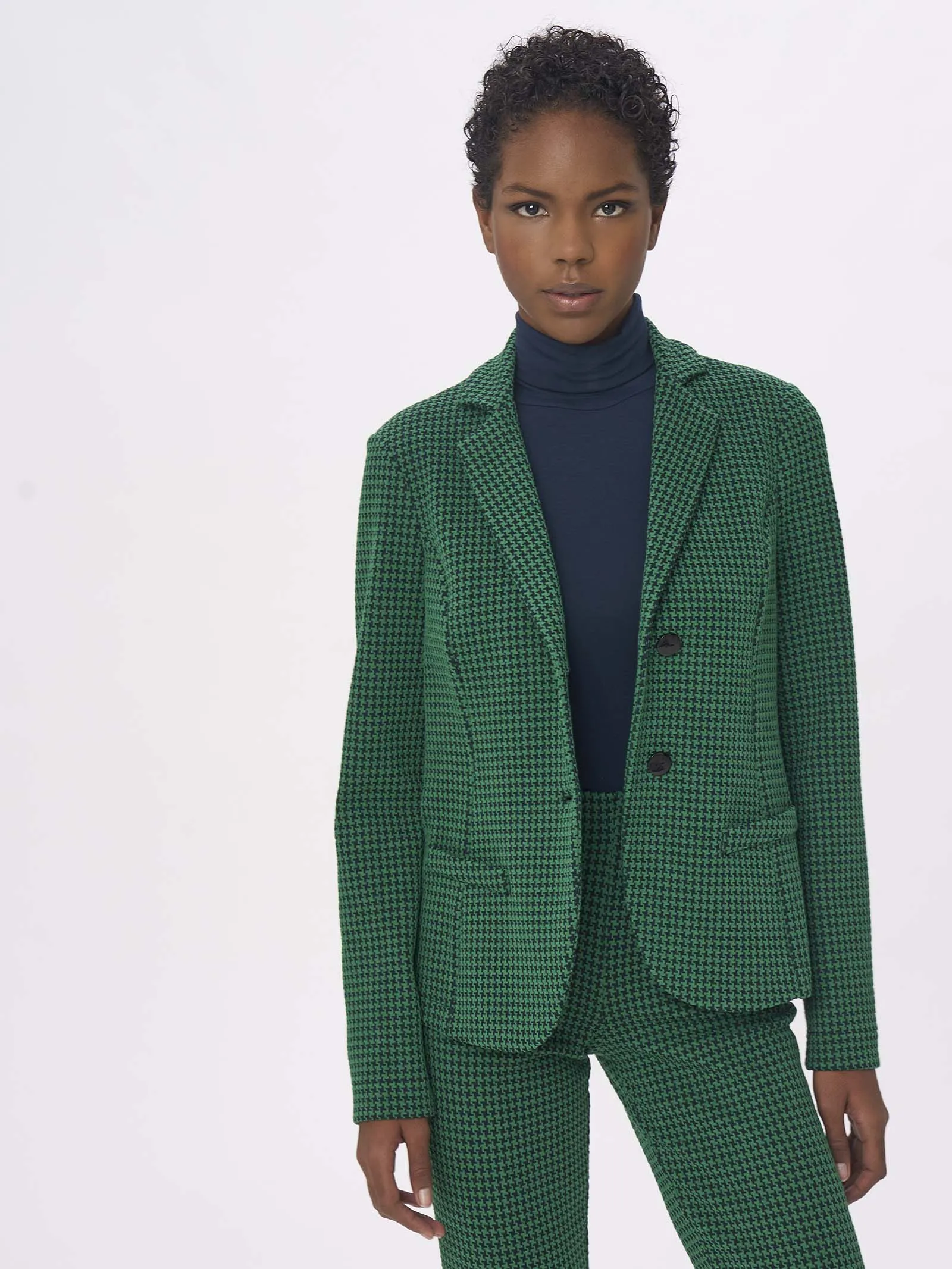 Blazer a 2 bottoni in Eco Jacquard - Fant. Kombu Green