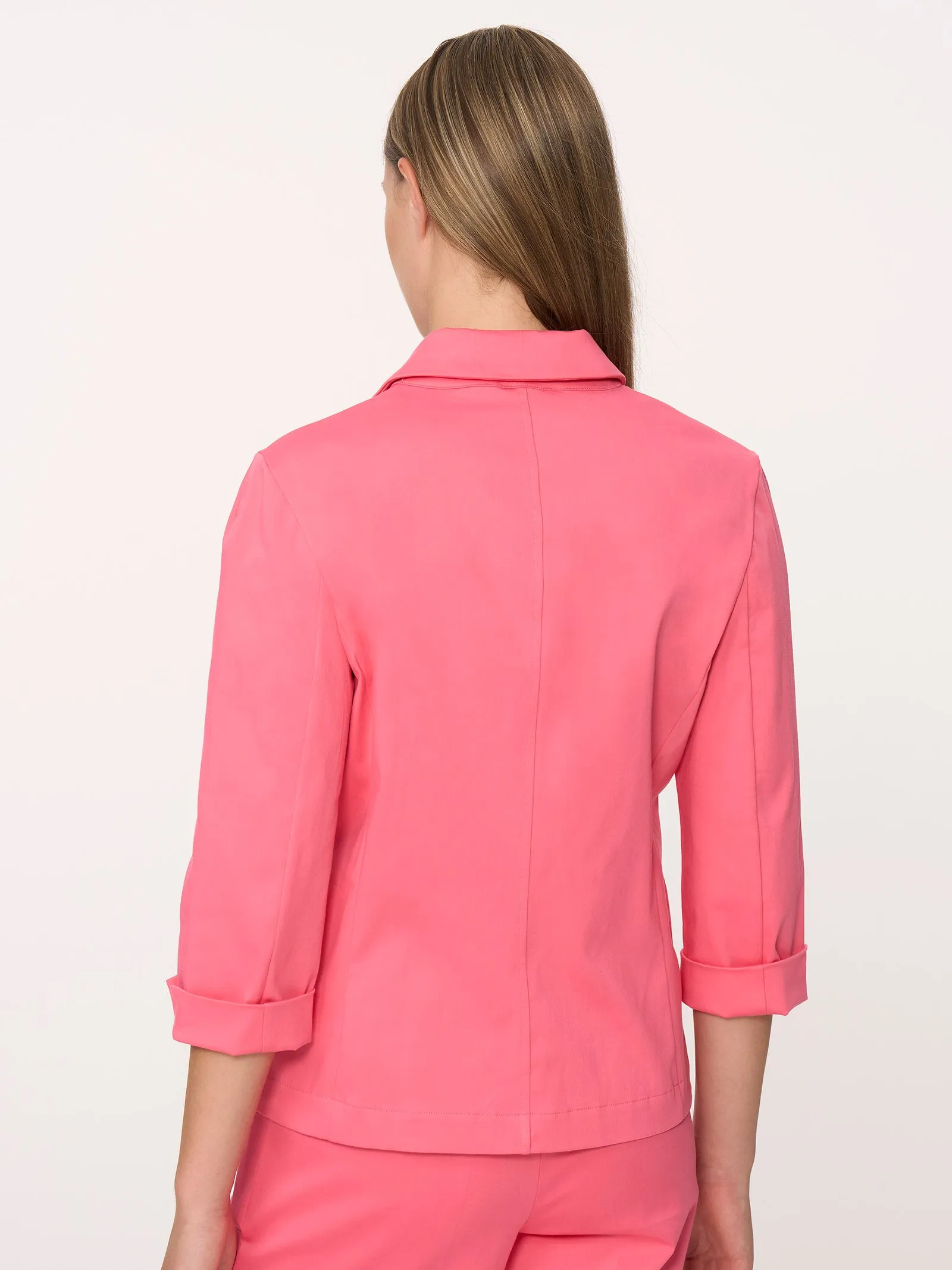 Blazer con manica 3/4 in Satin Power - Pink Yarrow