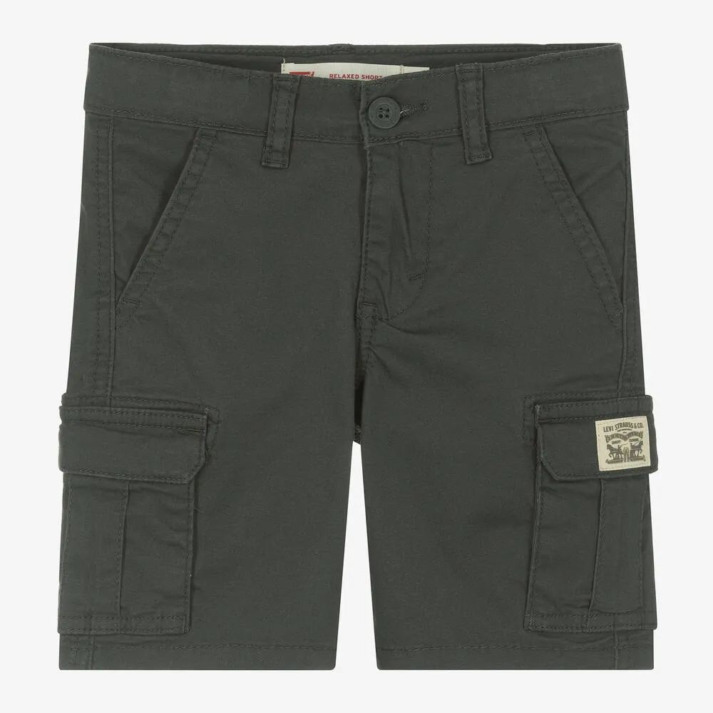 Boys Grey Cotton Cargo Shorts