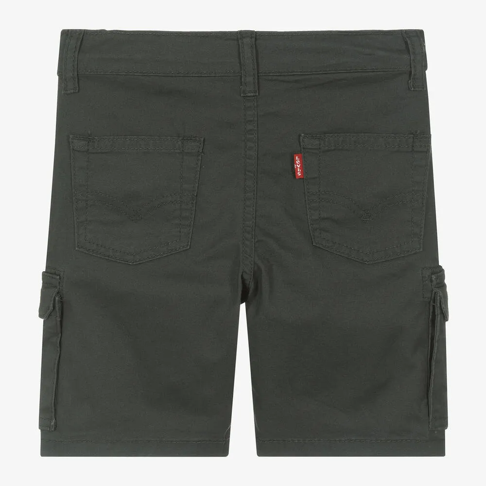 Boys Grey Cotton Cargo Shorts