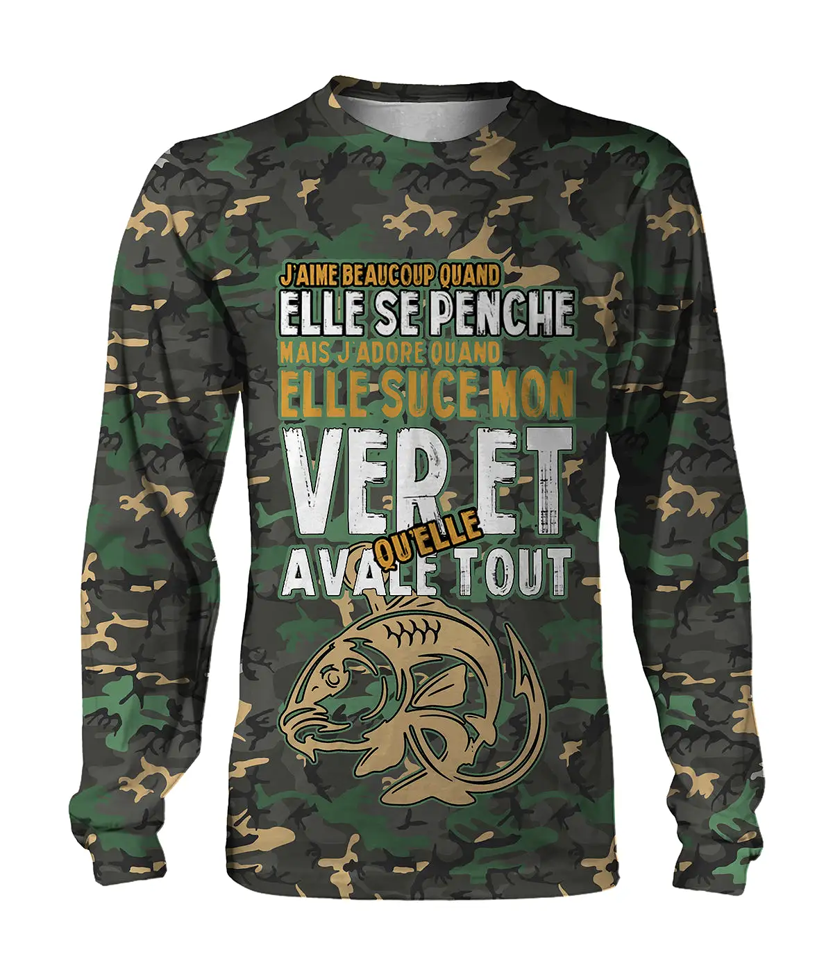 Cadeau Humour Pêcheur, Pêche De La Carpe, J'aime Beaucoup Quand Elle Se Penche, Camouflage - VEPECA003