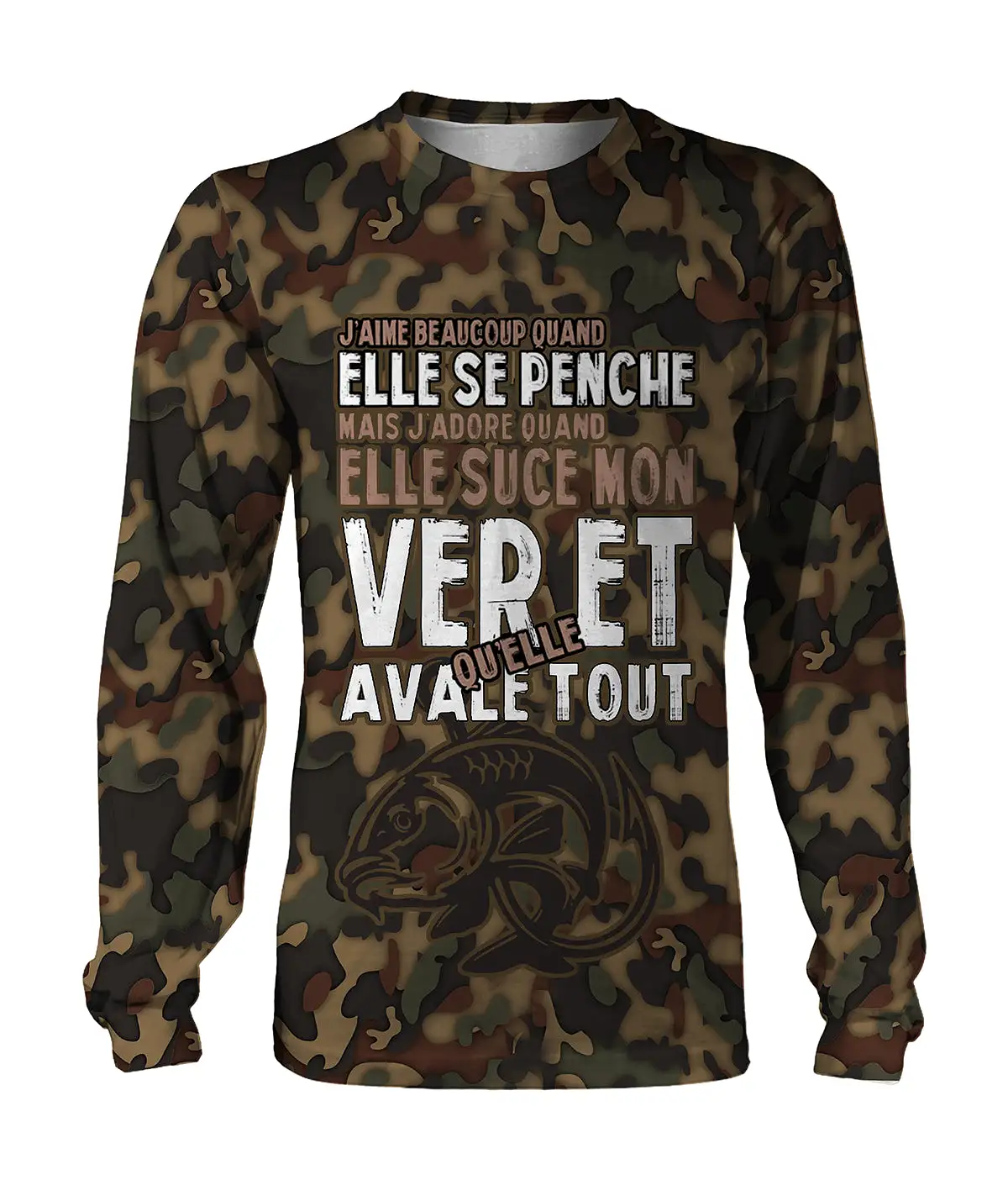 Cadeau Humour Pêcheur, Pêche De La Carpe, J'aime Beaucoup Quand Elle Se Penche, Camouflage - VEPECA003