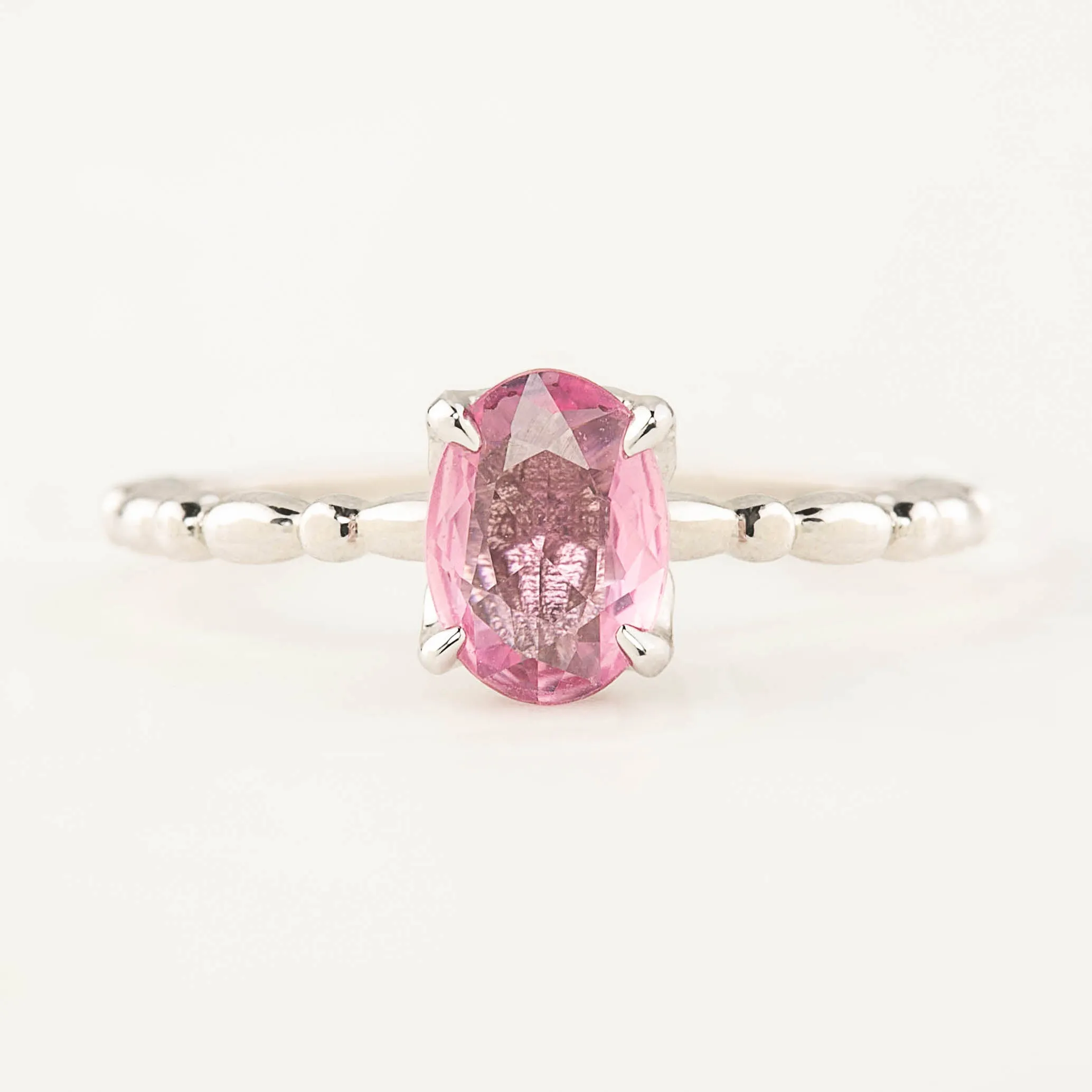 Candy Ring 7x5mm 0.4ct Unheated Pink Sapphire, 14k White Gold (One of a kind)