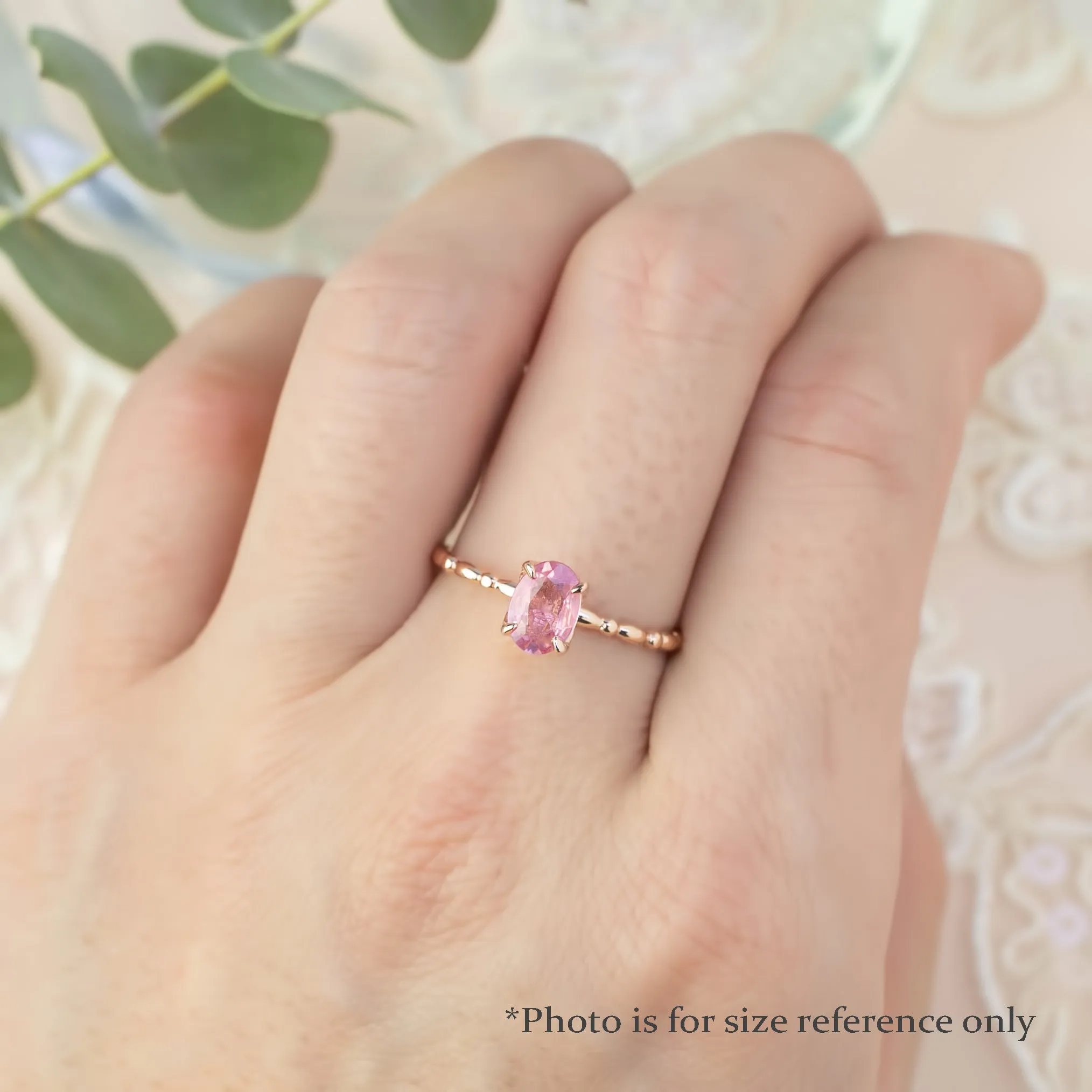 Candy Ring 7x5mm 0.4ct Unheated Pink Sapphire, 14k White Gold (One of a kind)