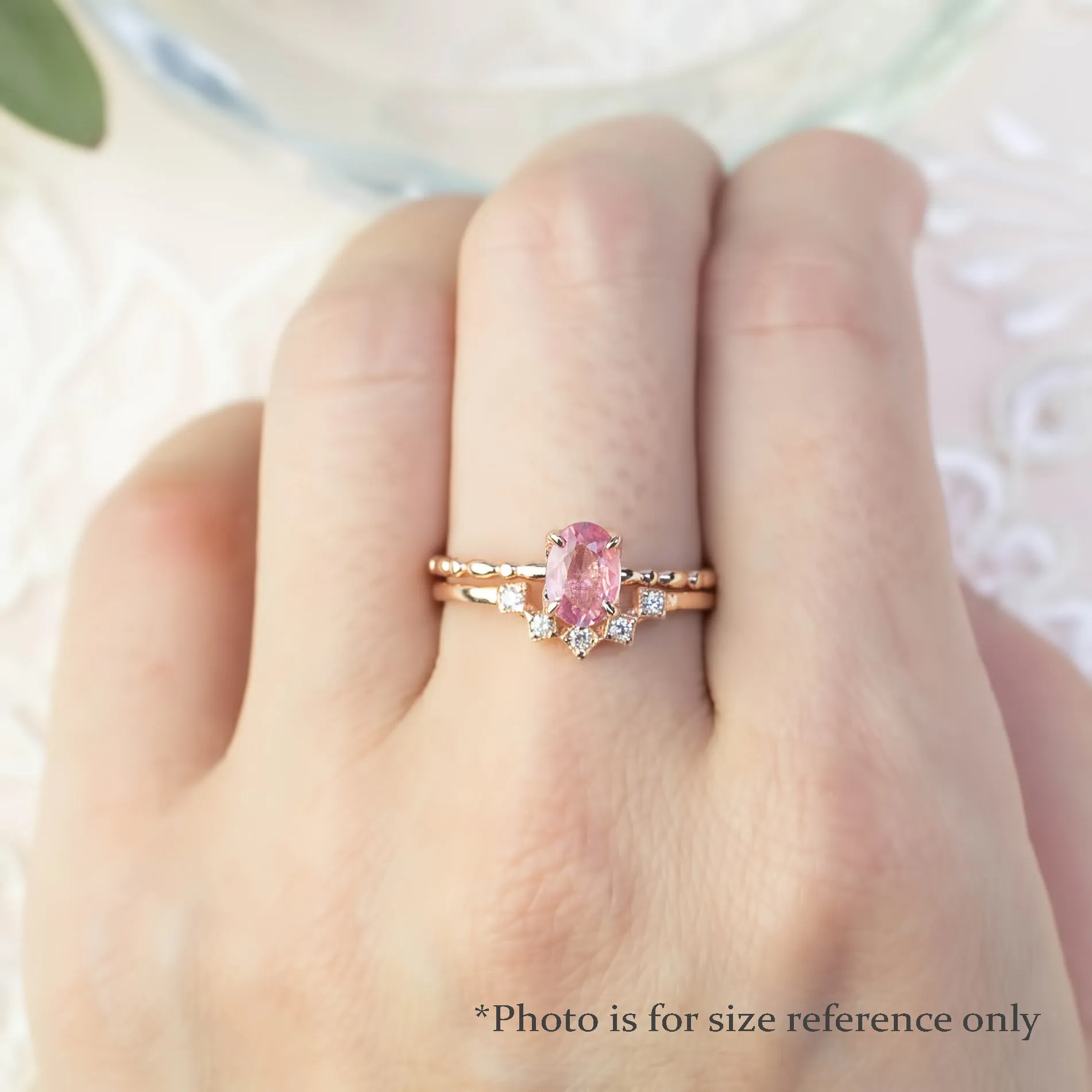 Candy Ring 7x5mm 0.4ct Unheated Pink Sapphire, 14k White Gold (One of a kind)