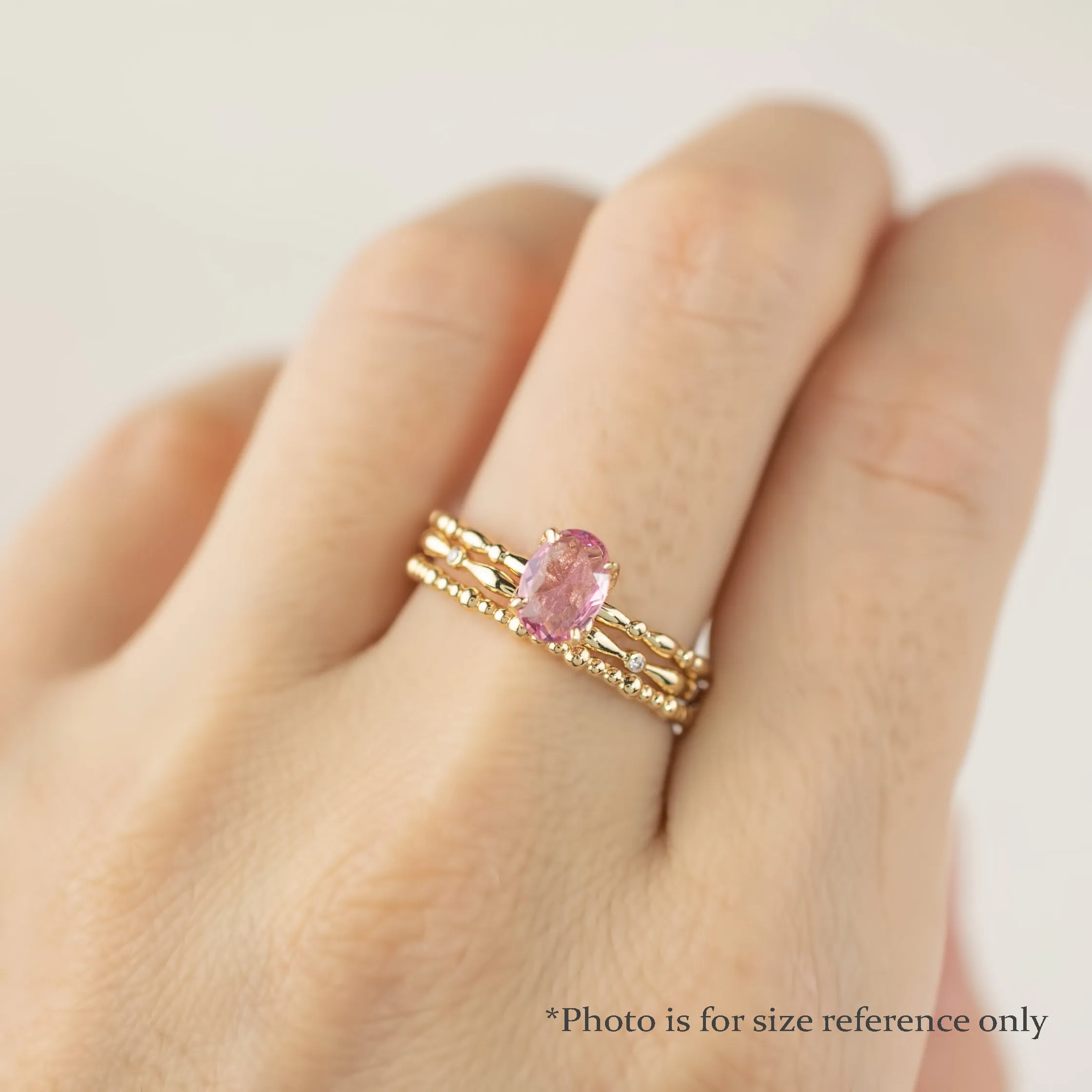 Candy Ring 7x5mm 0.4ct Unheated Pink Sapphire, 14k White Gold (One of a kind)