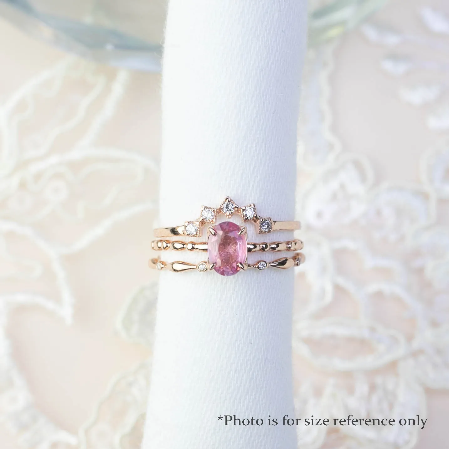 Candy Ring 7x5mm 0.4ct Unheated Pink Sapphire, 14k White Gold (One of a kind)