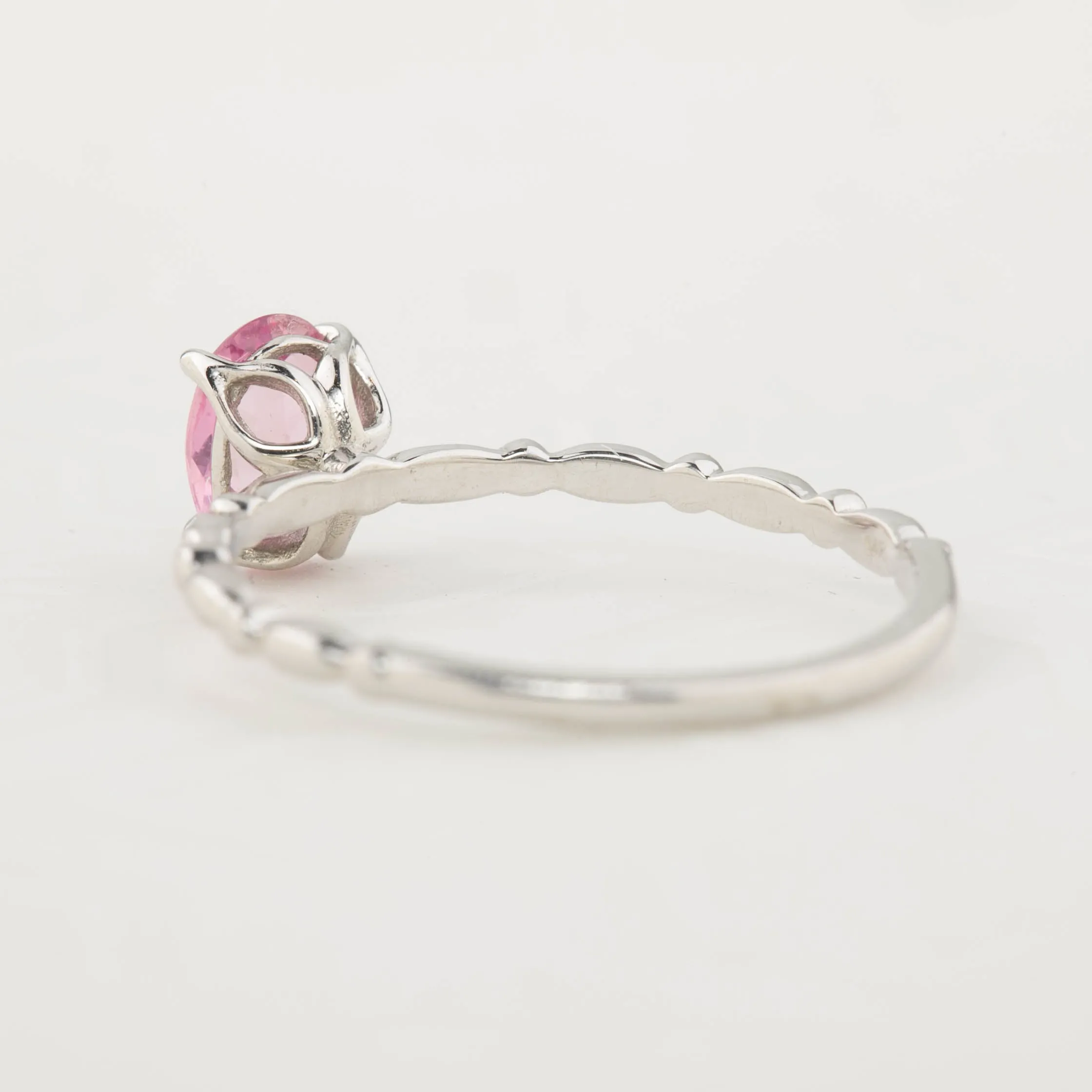 Candy Ring 7x5mm 0.4ct Unheated Pink Sapphire, 14k White Gold (One of a kind)