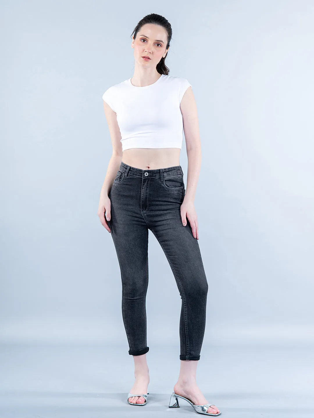 Carbon Black Skinny Fit Jeans For Women