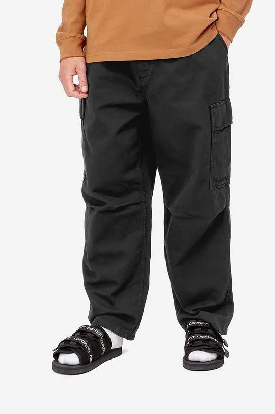 Carhartt WIP cotton trousers Cole Cargo Pant black color