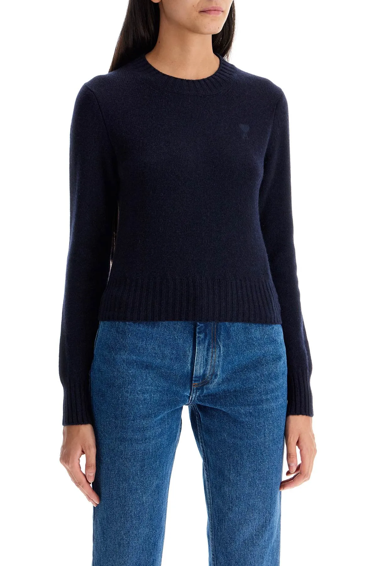 cashmere and wool pullover FKS057 005 BLEU MARINE