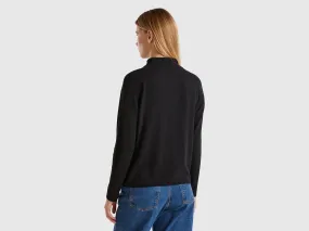 Cashmere blend sweater - Black | Benetton