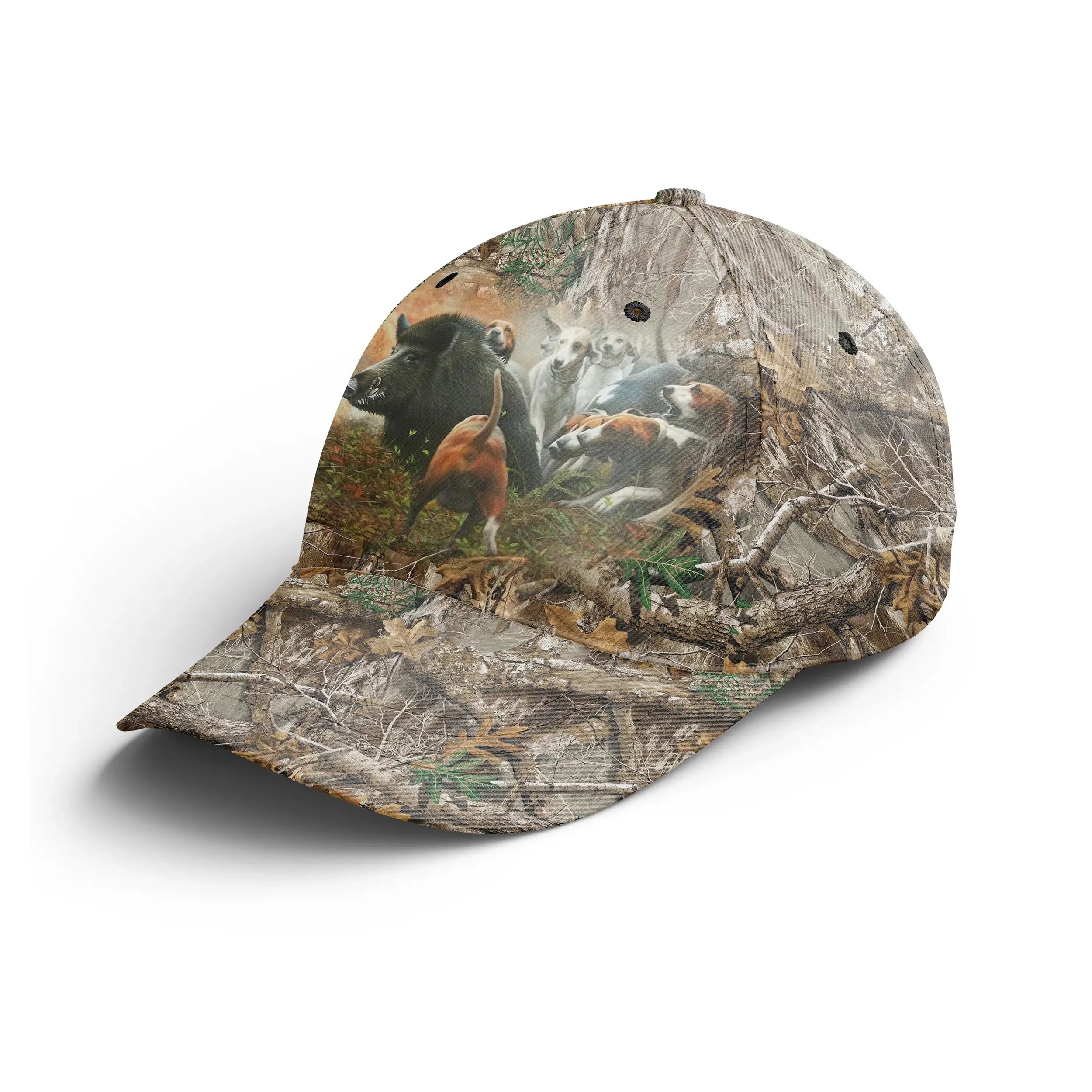 Casquette Camouflage Chasse Aux Sangliers Aux Chiens Courants, Chien Poitevin, Idée Cadeau Chasseur - CT12082224