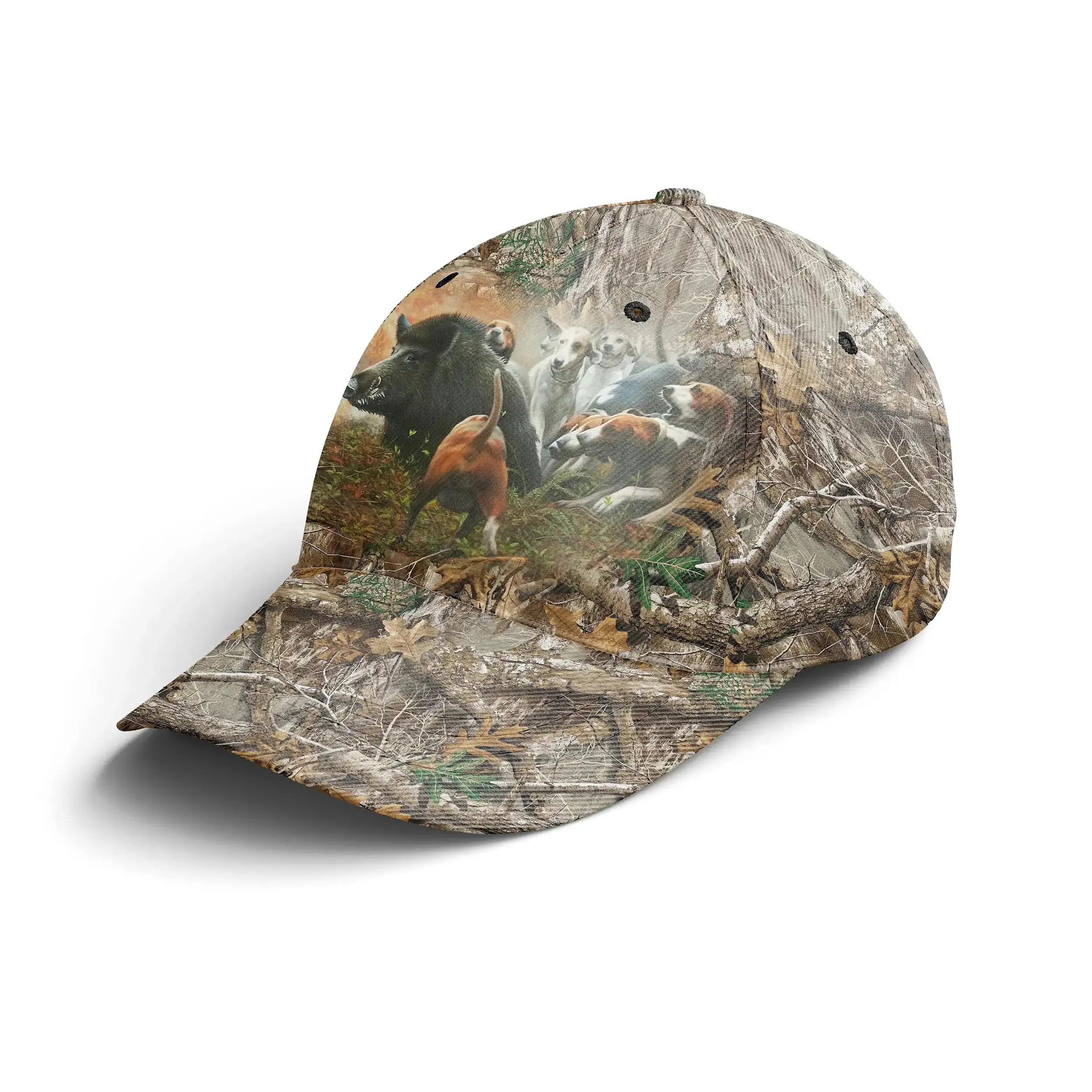 Casquette Camouflage Chasse Aux Sangliers Aux Chiens Courants, Chien Poitevin, Idée Cadeau Chasseur - CT12082224