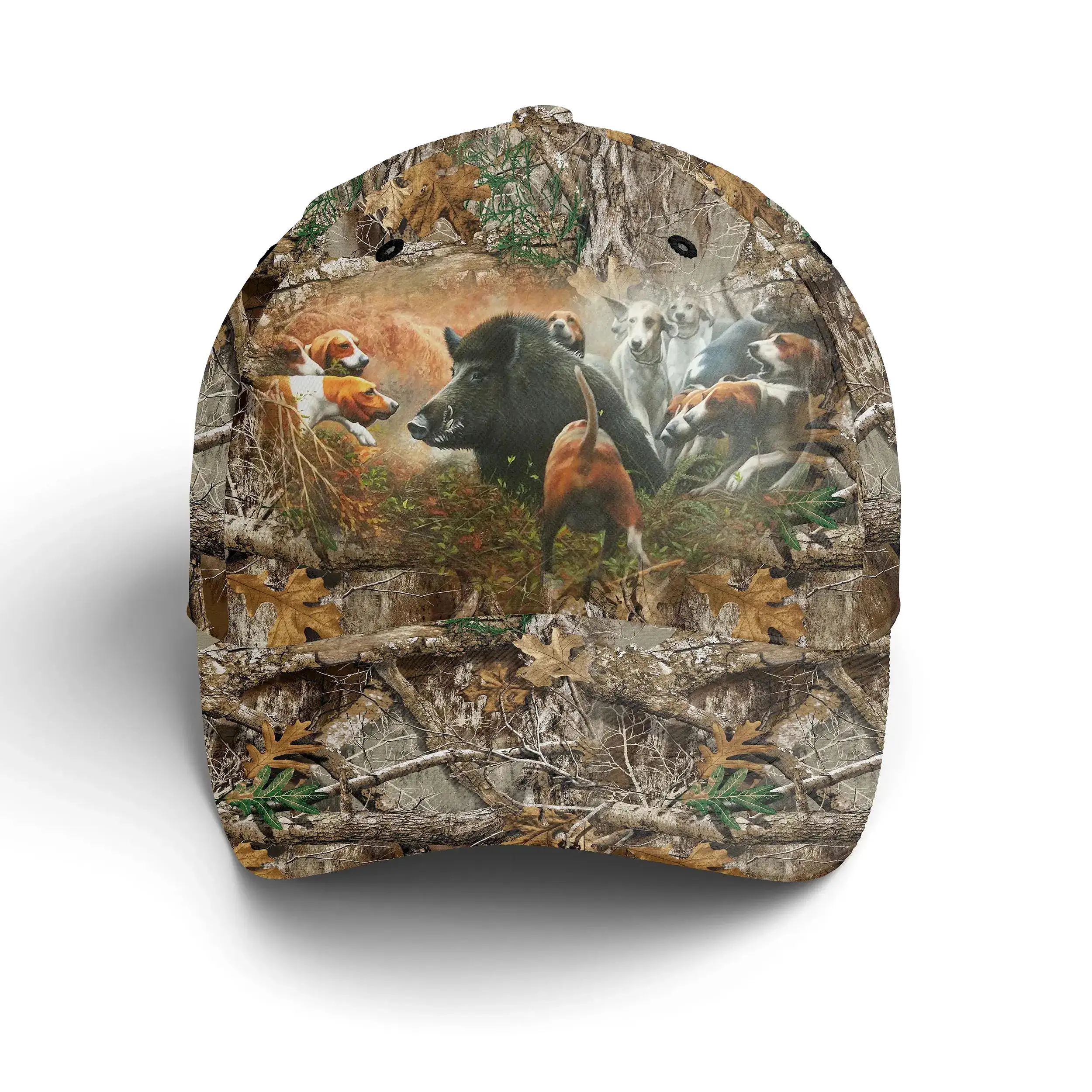 Casquette Camouflage Chasse Aux Sangliers Aux Chiens Courants, Chien Poitevin, Idée Cadeau Chasseur - CT12082224