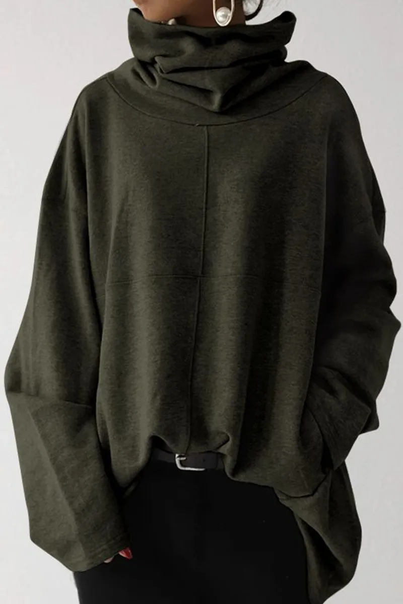 Casual Solid Patchwork Pocket Turtleneck Hoodies(5 Colors)