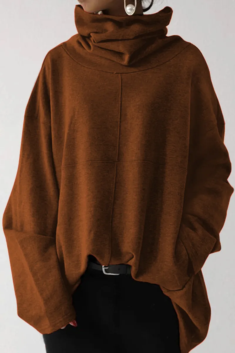 Casual Solid Patchwork Pocket Turtleneck Hoodies(5 Colors)