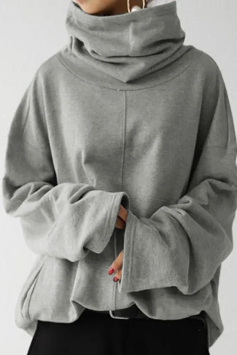 Casual Solid Patchwork Pocket Turtleneck Hoodies(5 Colors)