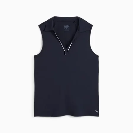 Cloudspun Piped Sleeveless Women's Golf Polo | Deep Navy | PUMA Golf | PUMA 