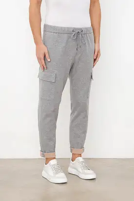 Cotton Fleece Cargo Jogger Trouser in Slate