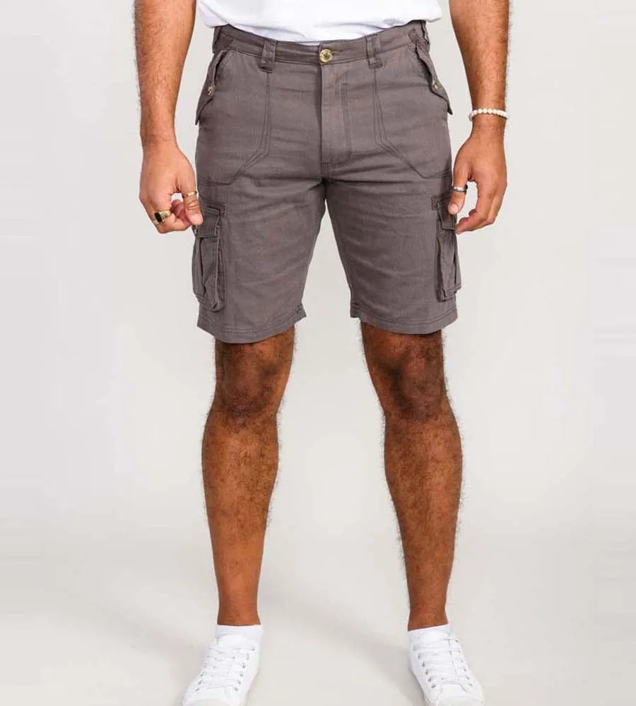 D555 Mens Grey Cotton Cargo Shorts (MELTON)