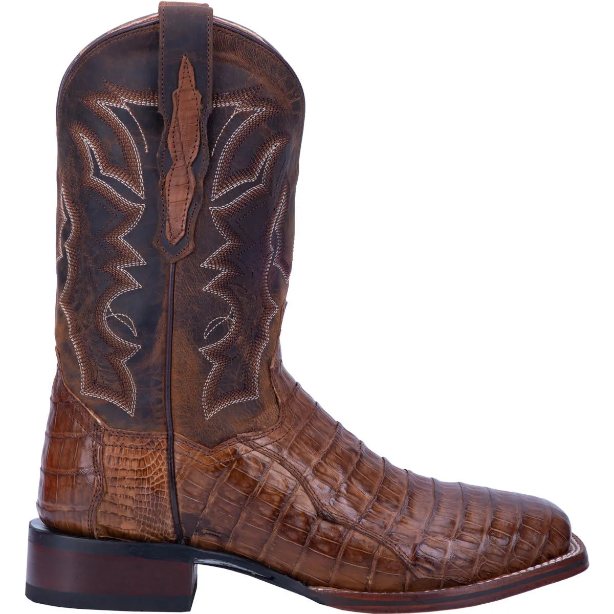 Dan Post Caiman Kingsly Broad Square Toe Western Boots Brown Leather Men DP4807