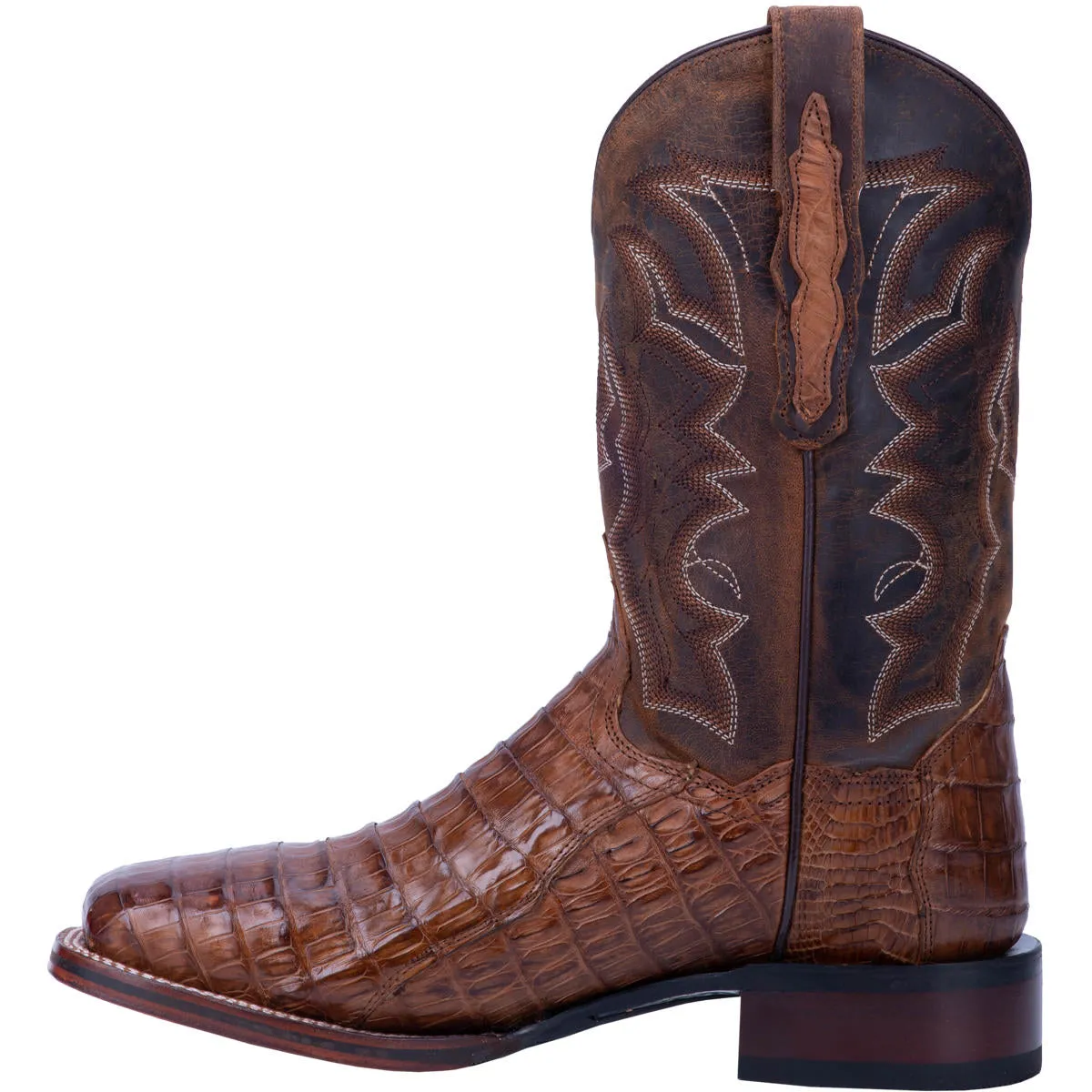 Dan Post Caiman Kingsly Broad Square Toe Western Boots Brown Leather Men DP4807